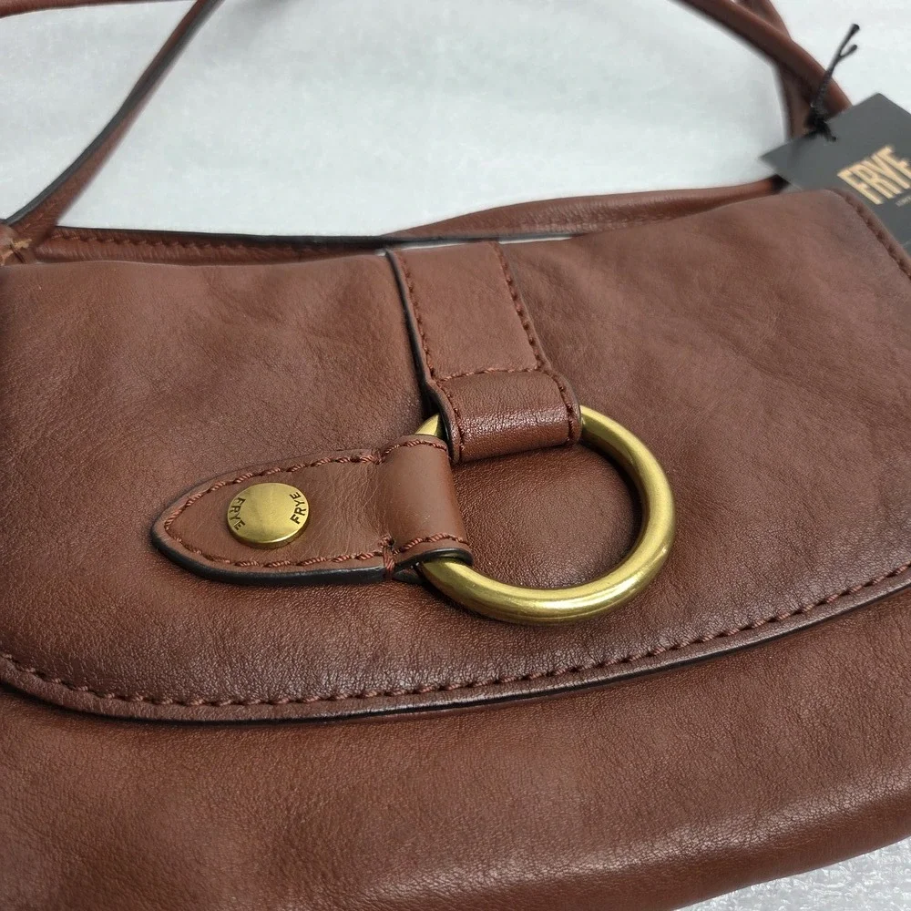 Frye Ring Crossbody Wallet Bag Cognac Brown Leather NWT - MSRP $198 - Picture 2 of 13